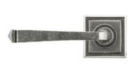 Pewter Round Lever Door Handle on Square Rose