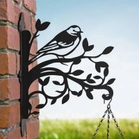 Pied Wagtail on Branches Steel Hanging Basket Bracket