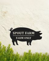 Pig Steel House Name Sign Finished in Black