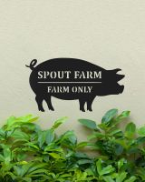 Pig Design Steel House Name Sign in Situ on a Painted House Wall