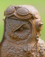 Close-up of Cast Iron Pilot Owl Sculpture Close-up of Cast Iron Pilot Owl Sculpture