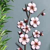 Pink Blossoms on a Blue Wall