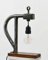 Industrial Style Pipe Lamp with Solid Wood Base