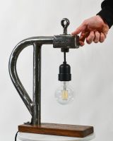 Scale image of Industrial Style Pipe Lamp with Solid Wood Base