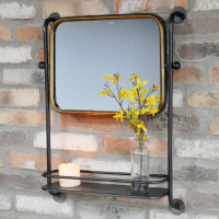 Pipe Shelf Mirror Shelf in Situ Mounted on a Brick Wall