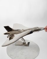 "Typhoon" Military Jet Nickel Plated Home Ornament with hand in shot for scale