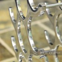 View of the Top of the Polished Aluminium Contemporary Floor Standing Wine Rack