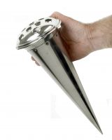 Large Polished Aluminium Conical Vase in Hand Large Polished Aluminium Conical Vase in Hand