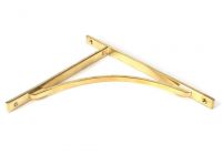 Close-Up of Polished Brass "Appleton" Traditional Arched Shelf Bracket - 314mm x 250mm
