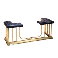 Polished Brass Club Fender Seat with Black "Pillowed" Cushion Polished Brass Club Fender Seat with Black "Pillowed" Cushion