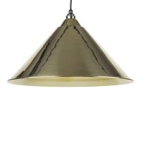 Polished Brass Conical-Shaped Hanging Pendant Light with Smooth Brass Interior Polished Brass Conical-Shaped Hanging Pendant Light with Smooth Brass Interior