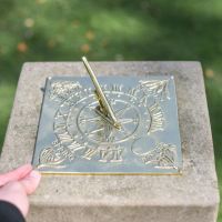 Scale Shot of Polished Brass "Four Seasons" Sundial - 200mm Scale Shot of Polished Brass "Four Seasons" Sundial - 200mm