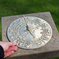 Scale Shot of Polished Brass "Horoscope" Sundial - 230mm
