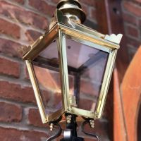 Close-up of the Polished Brass Finish on the Harrogate Wall Lantern 