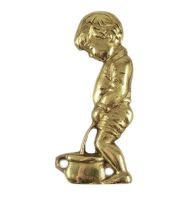 Polished Brass Little Boy Toilet Sign Polished Brass Little Boy Toilet Sign