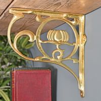 Polished Brass Lotus Flower Shelf Bracket in Situ Polished Brass Lotus Flower Shelf Bracket in Situ