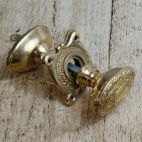 Ornate Victorian Style Door Knobs in Polished Brass 