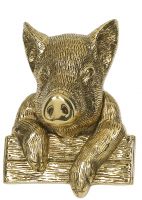 Polished Brass Percy Pig Door Knocker