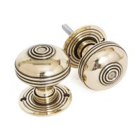 Polished Brass Ridged Door Knob Set
