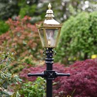 Polished Brass Traditional Victorian Lantern on a Cast Iron Lamp Post