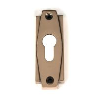 Close-Up of Polished Bronze "Roman" Euro Escutcheon - 100mm x 36mm Close-Up of Polished Bronze "Roman" Euro Escutcheon - 100mm x 36mm