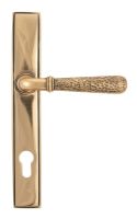 Polished Copper Hammered Slimline Lever Door Handle Front Polished Copper Hammered Slimline Lever Door Handle Front