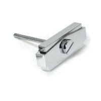 Close-Up of Polished Chrome Art Deco Bathroom Thumb Lock