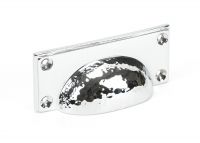 Polished Chrome Rectangular Drawer Pull with Curved Hammered Handle