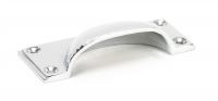 Polished Chrome Rectangular Drawer Pull with Curved Hammered Handle Interior