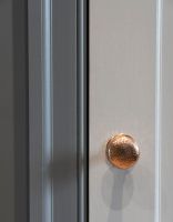 Polished Copper Hammered Mortice & Rim Doorknob Set on Door Polished Copper Hammered Mortice & Rim Doorknob Set on Door