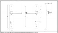 Polished Copper Slimline Espag Door Handle Dimensions Polished Copper Slimline Espag Door Handle Dimensions