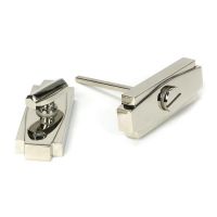 Polished Nickel Art Deco Bathroom Thumb Lock in Situ