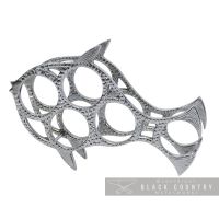 "Fish" Design Wine Rack Finished in a Polished Nickel "Fish" Design Wine Rack Finished in a Polished Nickel