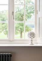 Polished Nickel Hammered Espag Window Handle - Right Handed on Window Polished Nickel Hammered Espag Window Handle - Right Handed on Window