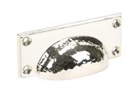 Polished Nickel Rectangular Drawer Pull with Curved Hammered Handle