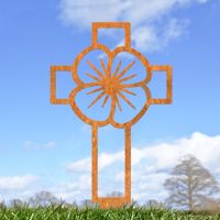 Rustic Ground Spike in Rustic Finish with Poppy Cross "Remembrance" Topper