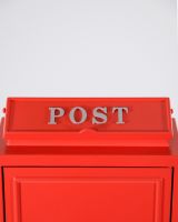 The Red "Oxford" Wall Mounted Post Box with Gold Detailing Showing a Front View of the Envelope Hole Cover The Red "Oxford" Wall Mounted Post Box with Gold Detailing Showing a Front View of the Envelope Hole Cover