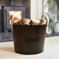 "Brettington" Powder Coated Iron Wood Basket "Brettington" Powder Coated Iron Wood Basket