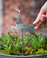 Prancing Deer Artistic Plant Pot Spike - Set of Two with hand in shot for scale