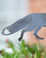 Prowling Fox Artistic Plant Pot Spike - Set of Two close up of tail