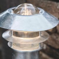 Galvanized Steel Outdoor Coastal Pillar Light Close Up Galvanized Steel Outdoor Coastal Pillar Light Close Up