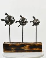 Pufferfish Family Sculpture side view