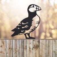 Black Sheet Steel Fence Topper with Puffin Design
