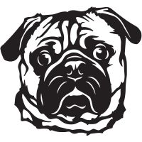 Metal Pug Wall Art Finished in Black 