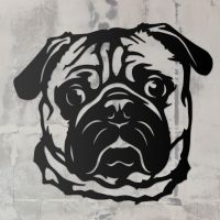 Pug Metal Wall Art Silhouette on a Rustic Wall 