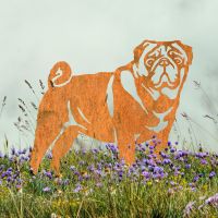 Pug Silhouette on Display in the Flowers Pug Silhouette on Display in the Flowers