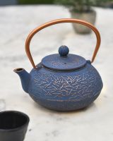 "Qianping" Cast Iron Blue and Copper Finish Japanese Style Teapot