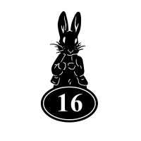 Mr Rabbit Iron House Number Sign on white background  Mr Rabbit Iron House Number Sign on white background