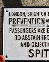 Close up of Railway Notice Vintage Style Cast Iron Sign finish
