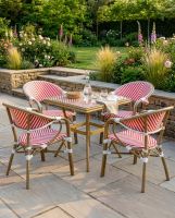 Rattan Red Table And Chairs digital illustration dressed table